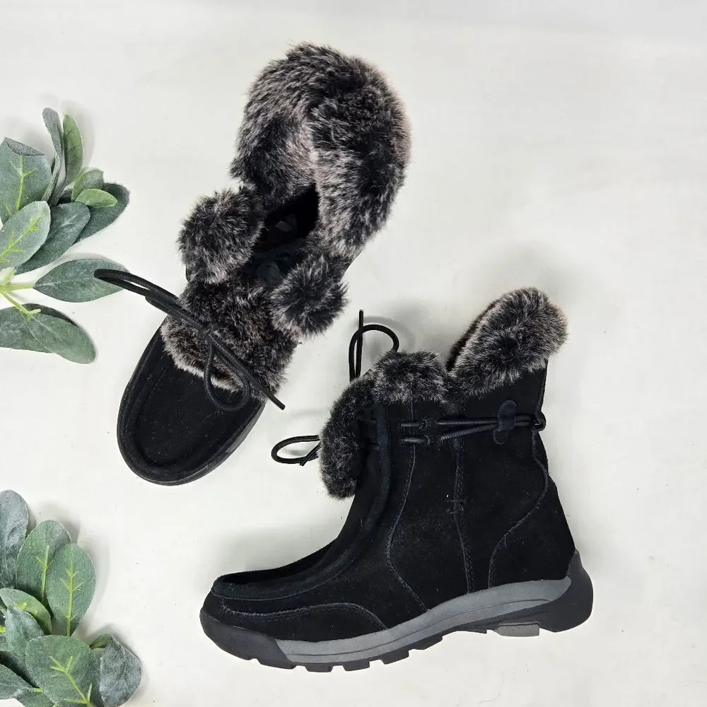 LANDS' END Powder Belle‎ Suede Faux Fur Boots 6.5